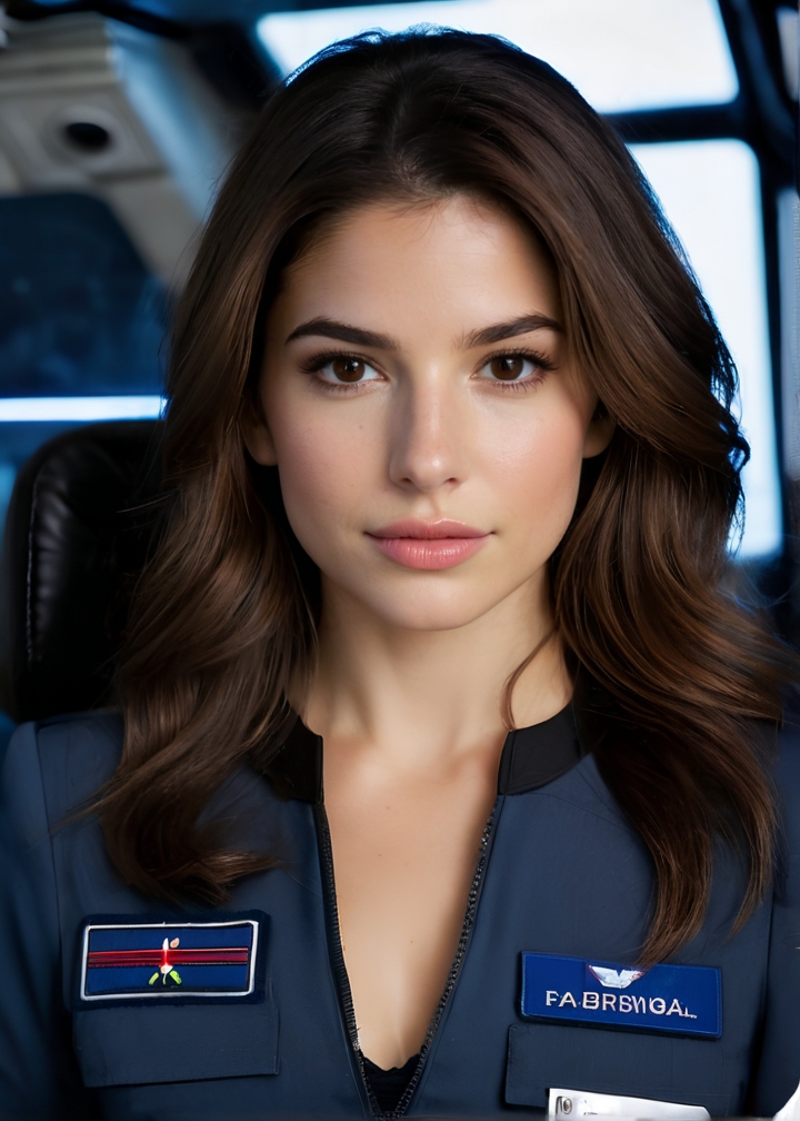 Photo of Estella Beatriz, posing in officers quarters on an industrial spaceship, space captain uniform, <lora:PerfectEyesXL:0.4>, (detailed beautiful face, detailed, ultra-detailed body:1.1),best quality,photo-realistic,highly detailed,absurdres,cinematic lighting,hyper-realistic,sharp focus,32k resolution,detailxl,SimplePositiveXLv2,