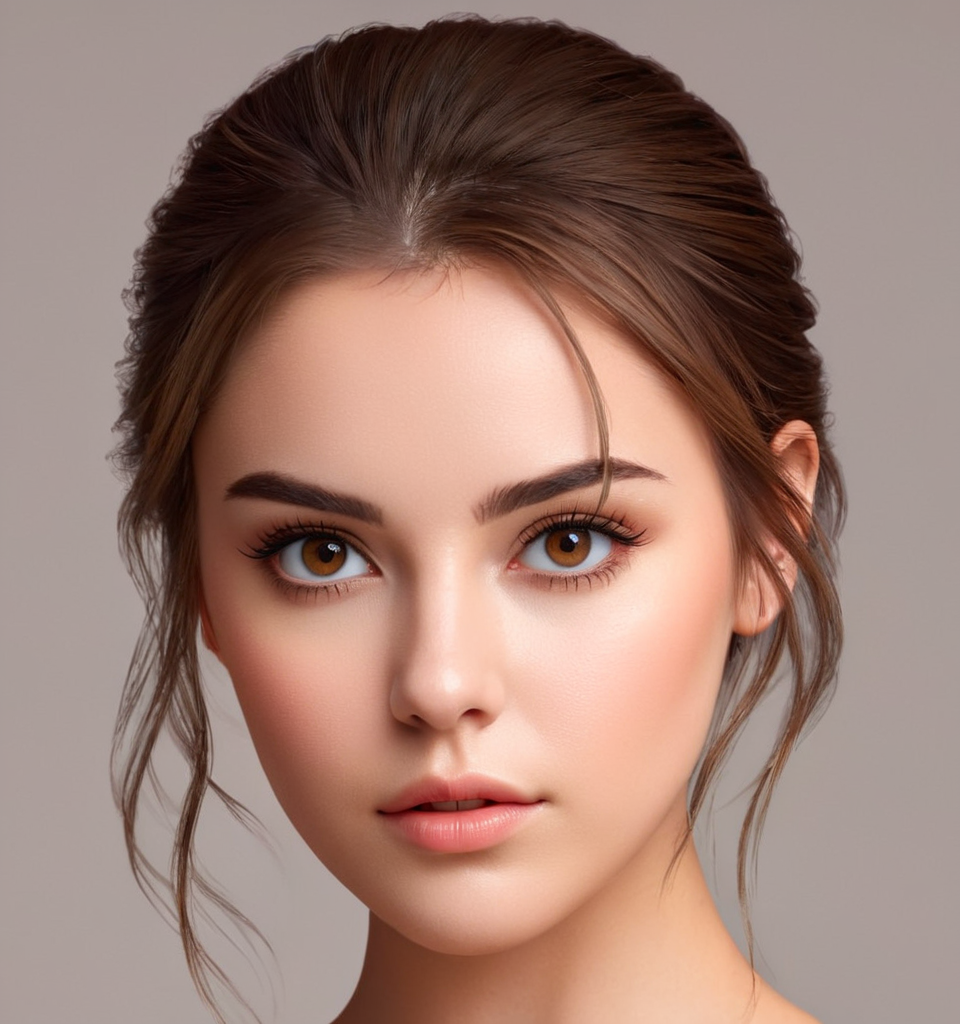 1girl,solo,brown hair,realistic,looking at viewer,upper body,makeup,simple background,8k,insane details,intricate details,high detail,<lora:bmxl:0.75>,