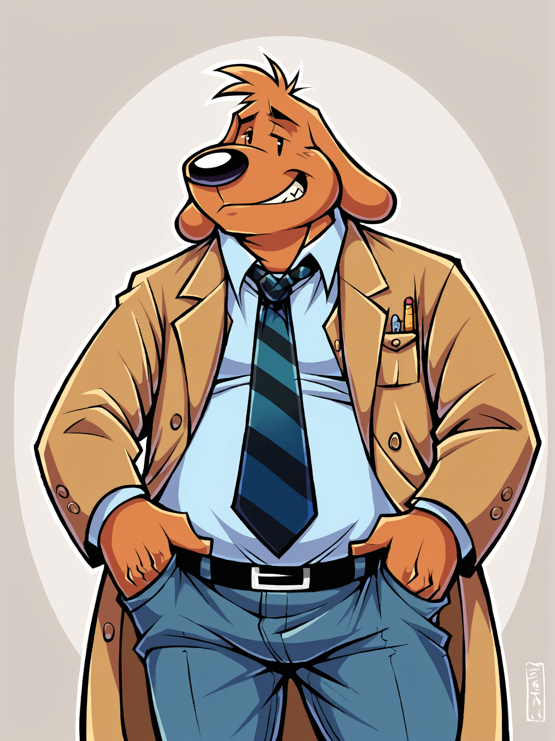 score_9, score_8up, score_7up, score_6up, score_5up, score_4up, BREAK
xenotr1p, lineart, abstract background, dutch angle, BREAK
male, s4mu3ld0g, canid, clothed, chubby, trenchcoat, pants, shirt, necktie, tophat, BREAK
source_furry, rating_safe, BREAK
 <lora:Samuel_Dog_Sam__Max:1>