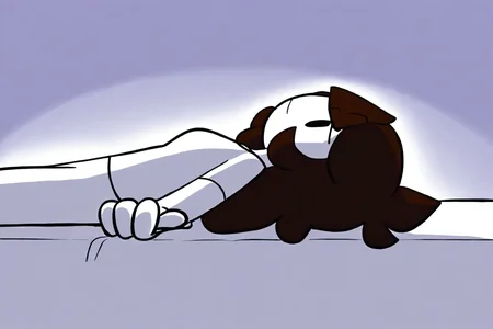 feminine, masterpiece, best quality, newest, absurdres, jaiden_a, 1girl, cartoon, brown hair, white skin, white shirt, black eyes, white pants, lying down, bed, from side, looking at viewer,
BREAK
dynamic lighting, dark background, <lora:Jaiden_A_IL:1>