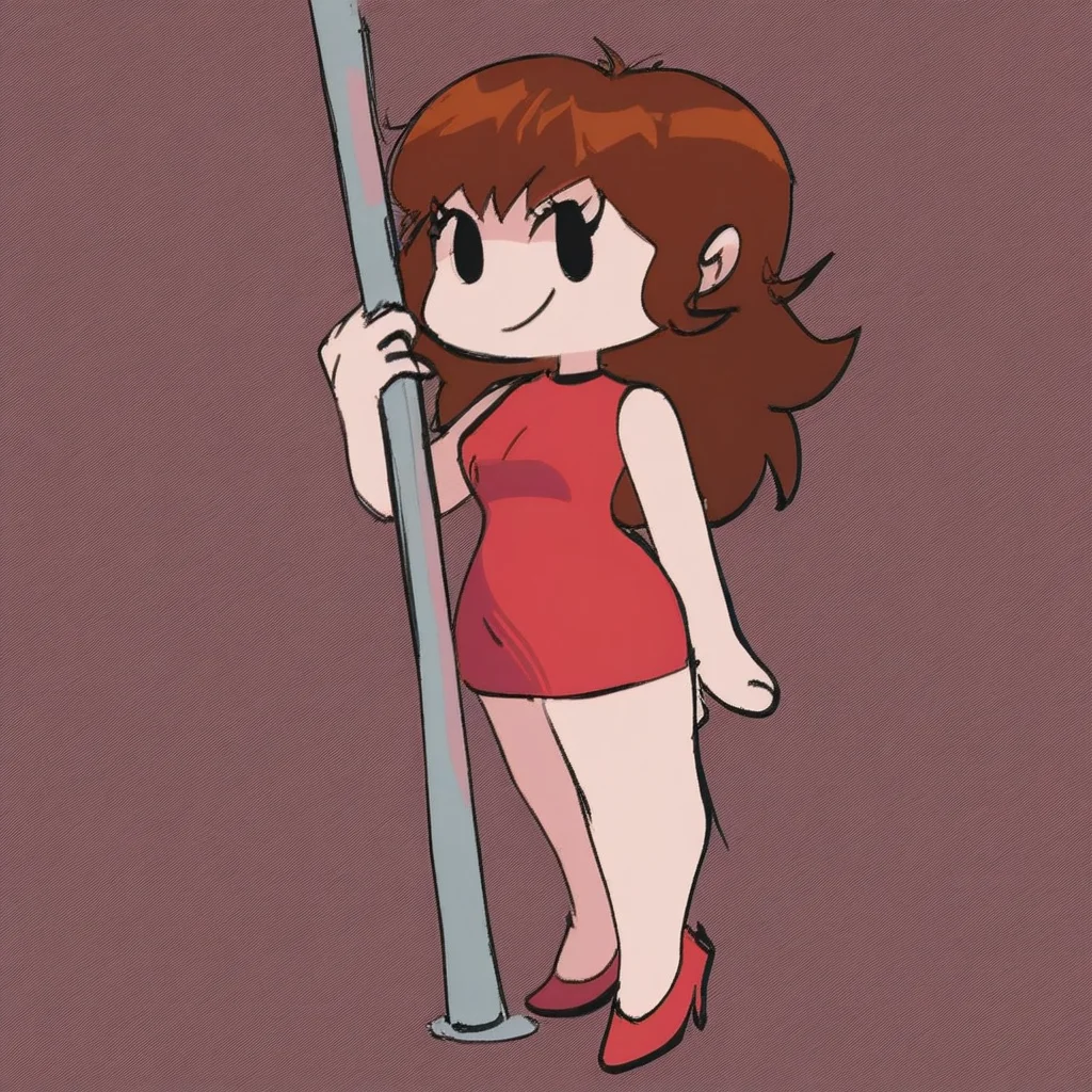 Gf standing up and holding onto a pole.