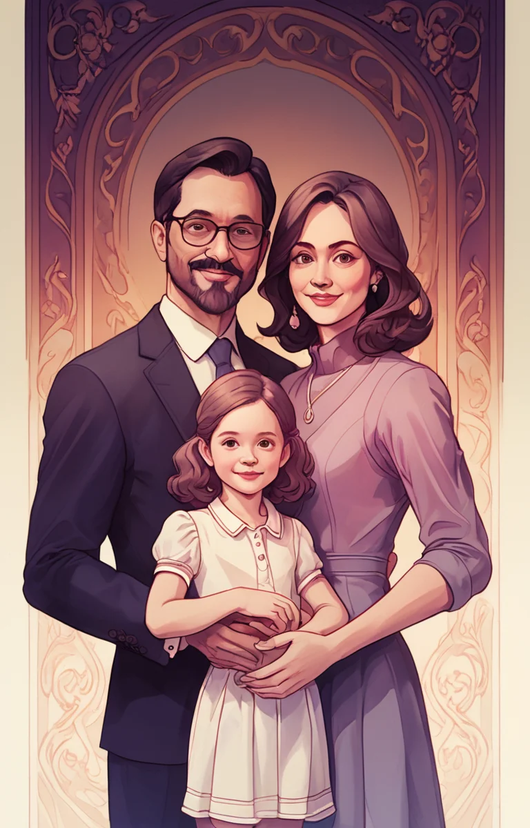 masterpiece,best quality,<lora:tbh33-sdxl:0.9>,illustration portrait of family