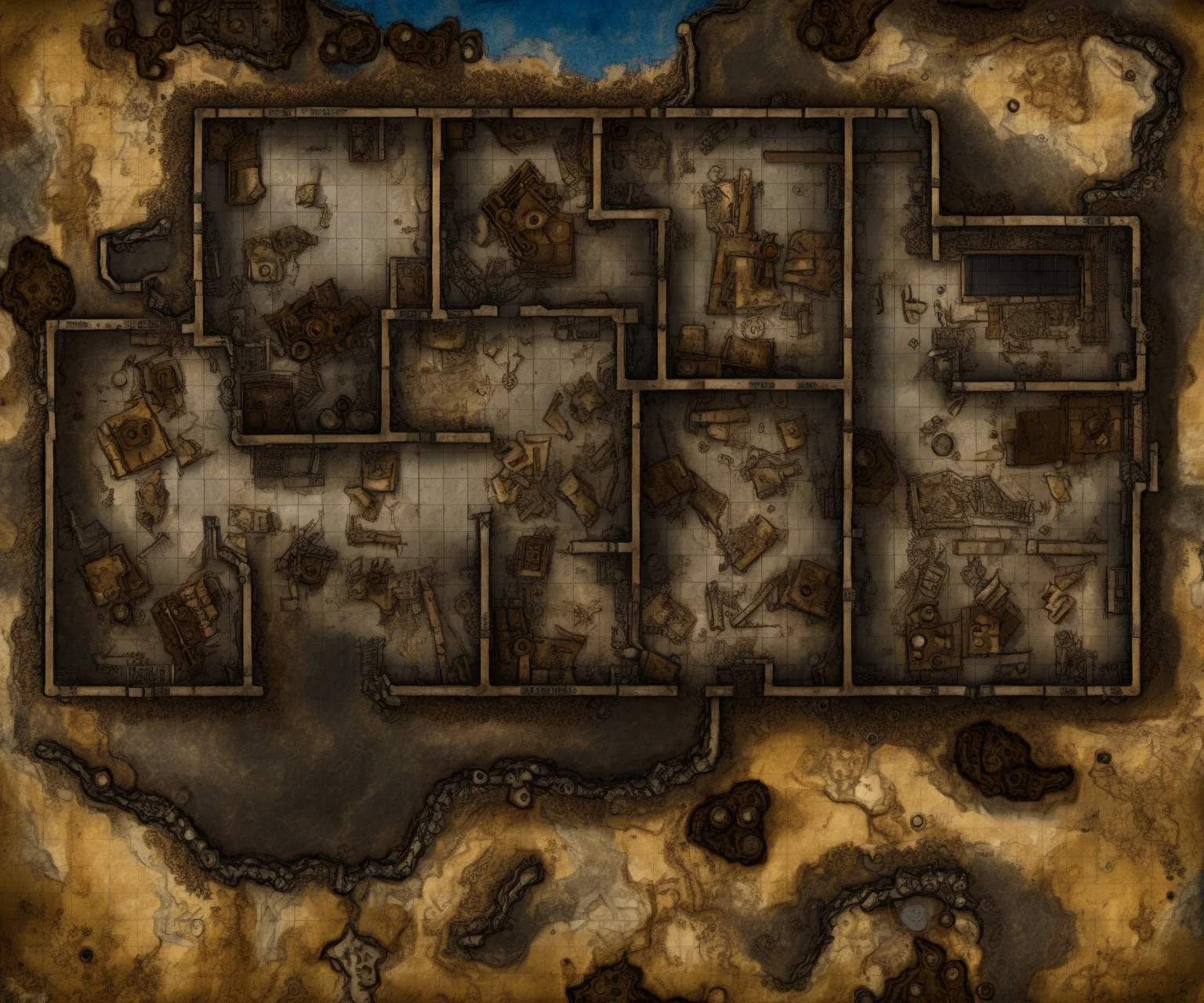 battlemap outdoor fallout ruins in wasteland
