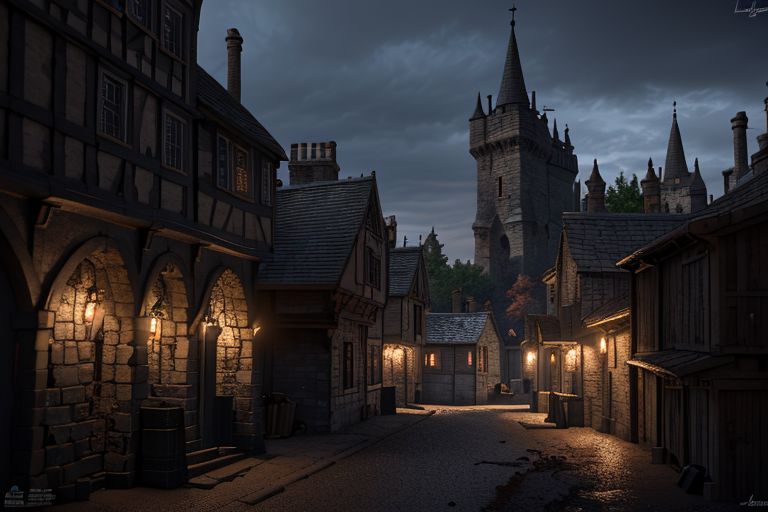 (masterpiece:1.2), (best quality,:1.2), 8k, HDR, ultra detailed, ((photorealistic)), professional light, cinematic lighting, fashion photography, ambient lighting, background, a dark medieval street leading to (a gothic castle on a hill),  Darkness, <lora:Darkness-10:1>,  epiCPhoto,