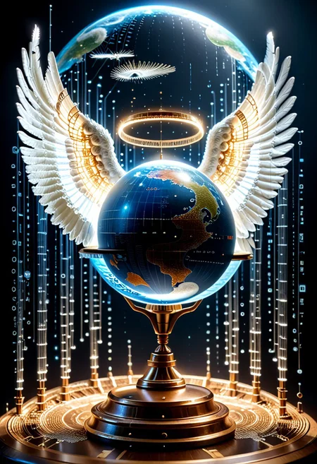 score_9, score_8_up, score_7_up, score_6_up, derpibooru_p_95, 
codeandigital, matrix, matrix codes, ai, ai consciousness, digital world, digital, science fiction, 
(a angel is the most beautiful of the digital ones, opening his wings over AI globe.:2.2)  
  bamboo, old, circuit, halo, rain, digital consciousness, digital waves, holographic interface,  retro artstyle, blue background, atmosphere, color, epic, grand, fine detail, cinematic, sharp focus, highly detailed, clear, nice composition, glowing, symmetry, perfect, coherent, aesthetic, great colors, beautiful, elegant, intricate, complex, artistic, cute, adorable, enhanced, colorful