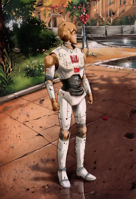 VOV-A6 Lab Tech from atomic heart, robot, solo, brown robot, white outfit,
outside, river, pavement, buildings Transformers animation <lora:Transformers 86 FT:1>