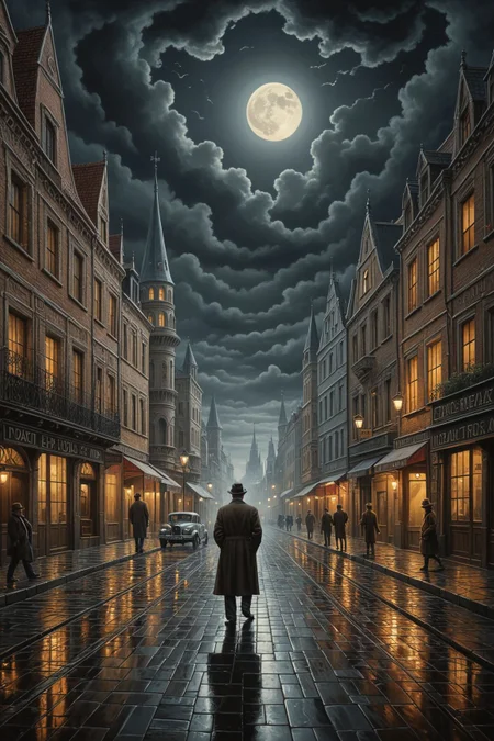 by Jacek Yerka and Emily Balivet in the style of C. R. W. Nevinson , cinematic hollywood film