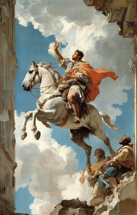 masterpiece,best quality,<lora:tbh352-sdxl:0.75>,illustration,style of Giovanni Battista Tiepolo animals