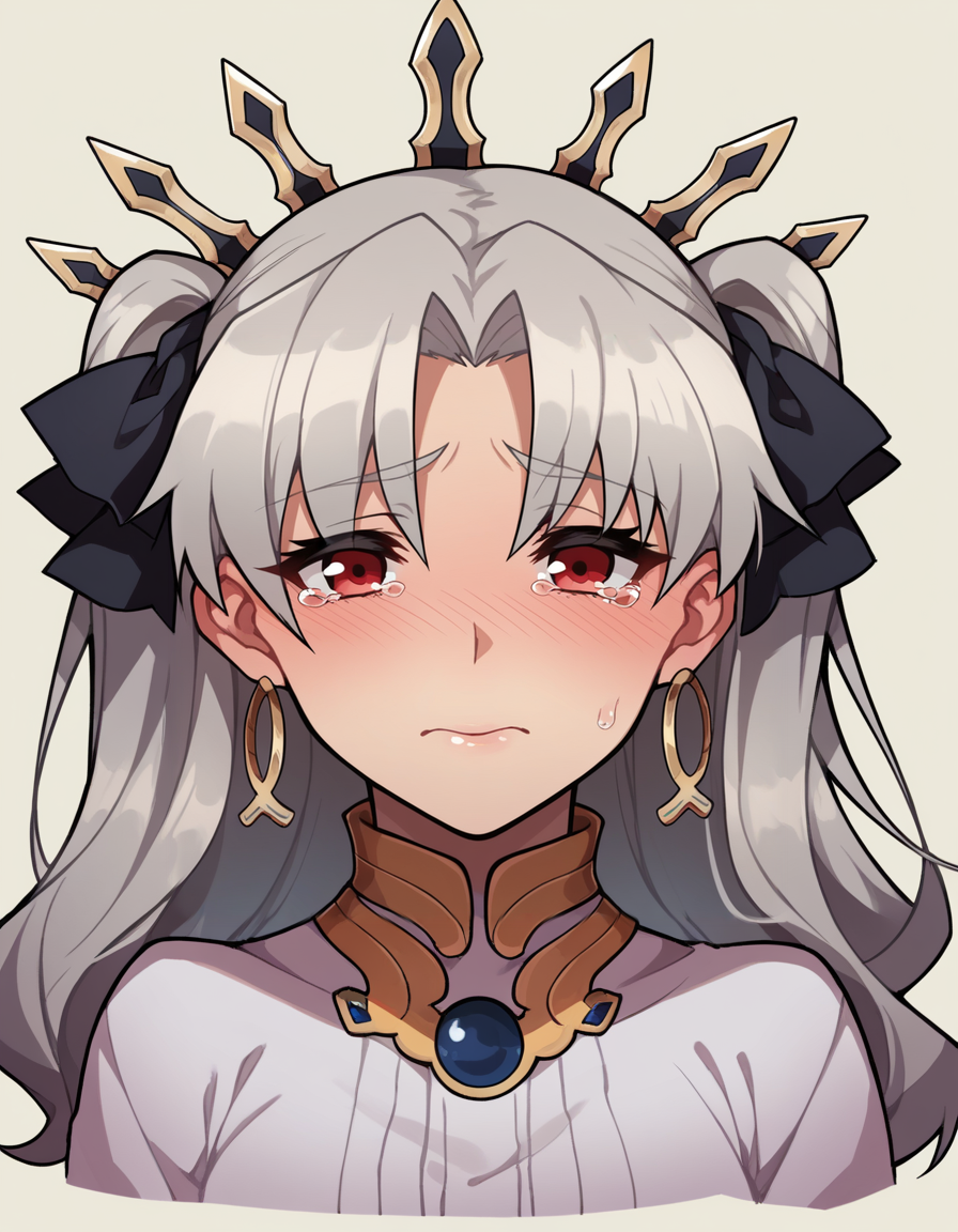 zPDXL, score_9, score_8_up, score_7_up, score_6_up, score_5_up, score_4_up, 1girl, solo,
<lora:ShioBari v1:0.8> shbr, looking at viewer, close-up, upper body, tearing up, tiptoe_kiss,
ruffle blouse, culottes, Mary Janes, pinstripe pantyhose, \(Fate\) Ishtar