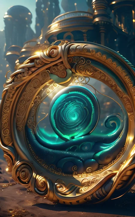 cinematic film still Bosstyle, Golden Ratio ElementsMix style, cityscape Masterpiece, best Quality, National Geographic Award winning ocean Photo: a realistic translucent dark-blue giant monster-Wave in Sideview, reaching Out of a bold 2D artistic drawn red circle, Create a stunning poster art image featuring a magnificent blue wave. The wave's crest extends slightly beyond a thick circle that has been painted over the wave. The fire circle was added to the image afterward, giving it a layered, dynamic effect. The circle and Wave shaping an Heart shaped/icon, The overall composition should be visually striking and artistic, with a focus on the interplay between the wave and the circle., Made of bold perfect lines, Grignani, Made of lines, Striped, bold lines, mechanical parts, wires, cables, Closeup, cinematic composition, atmospheric haze, very detailed, medium grain, vibrant colors,
<lora:epi_noiseoffset2:1>    <lora:IvoryGoldAIv2:1>  ivory gold <lora:Portal:1> portal . shallow depth of field, vignette, highly detailed, high budget, bokeh, cinemascope, moody, epic, gorgeous, film grain, grainy