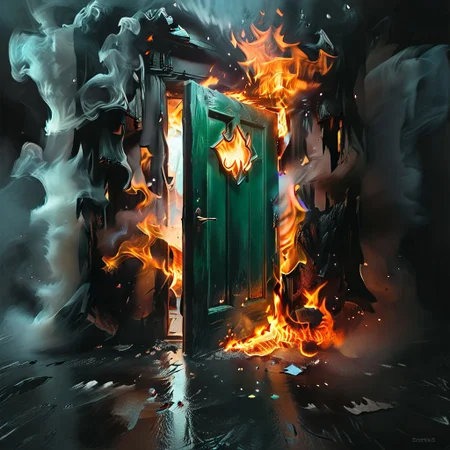 <lora:flame silhouette:1>, <lora:flame:1>, flame,
burning office green door,
graphic style of novel comics, perfect hands, 2d,
8k, hyperrealism, masterpiece, high resolution, best quality, ultra-detailed, super realistic, Hyperrealistic art, high-quality, ultra high res, highest detailed, lot of details, Extremely high-resolution details, incredibly lifelike, colourful, soft cinematic light,