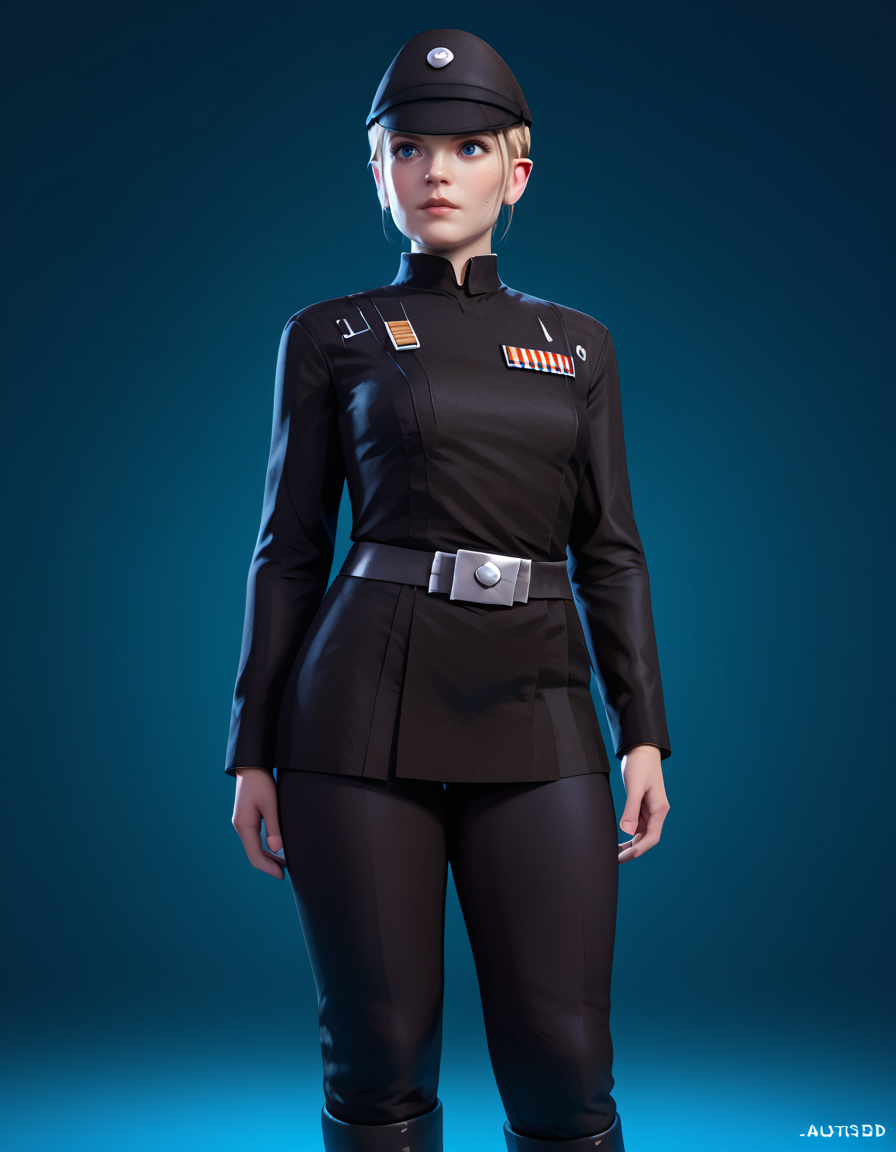 score_9, score_8_up, score_7_up, Masterpiece, high-res, 2k, best quality, 3d, 1girl  juno eclipse, imperial uniform <lora:Juno_eclipse_pony-000040:1> Standing with one hand on the waist looking sideways