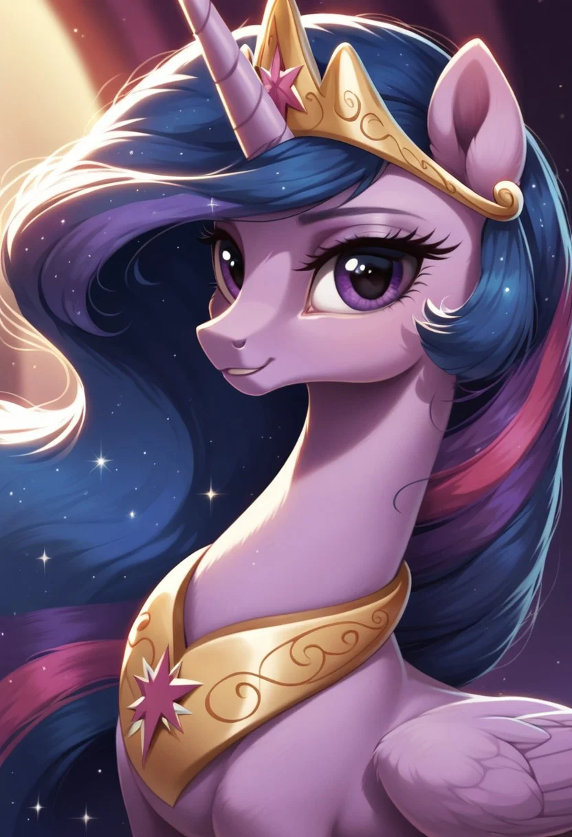 score_9, score_8_up, score_7_up, score_6_up, score_5_up, score_4_up, my little pony, ((feral pony)), Twilight Sparkle (alicorn), (Princess Twilight 2.0), 1girl, ((solo)), (sexy), beautiful, detailed, (detailed cute pony face), detailed eyes, detailed fur, detailed hooves, beautiful, vector, flat colors, (beautiful long eyelashes), (beautiful hooves), ((abstract background)), (looking at you, looking at viewer:1.5), smile, happy, ((close-up)), high angle