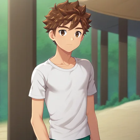 1boy, solo, dark brown eyes, short hair, solo focus, brown hair