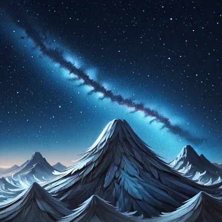 highest quality, mountains made of feathers, starry sky, northern lights <lora:Feathers:1>