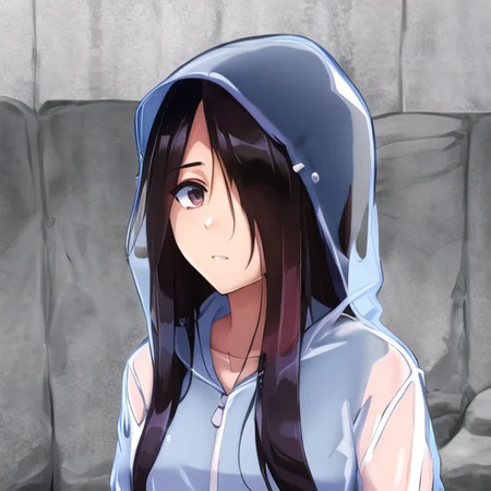 ((masterpiece)),(best quality), absurdres,sadako_yamamura,<lora:Sadakobest:0.8>, <lora:Transparentraincoat:1>, transparent raincoat,hood up,