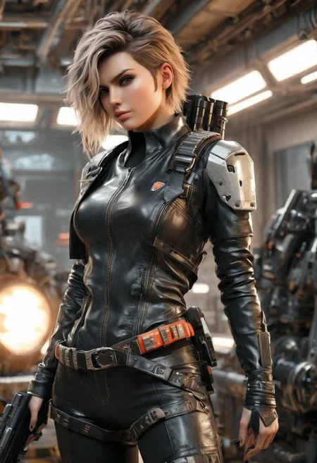 Merger_summer_dolling, Leather jacket, pants, broad belt
(woman with a (one), (robot arm:0.6) and human body, machinery, (punk:1.2), AlienCorridor, holding a pulserifle
bokeh, f1.4, 40mm, photorealistic, raw, 8k, textured skin, skin pores, intricate details  <lora:epi_noiseoffset2:1>, m41aplsepiCRealism <lora:ClothingAdjuster3:-.1>, nostromostyleai