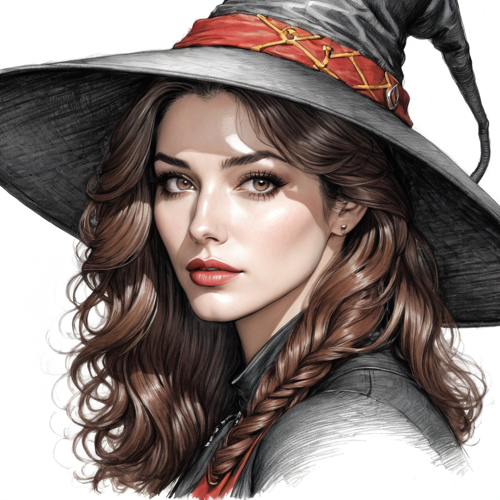 masterpiece,best quality,portrait of megumin wearing a witch hat by chalksketch,full color, <lora:ChalkSketchXL:1>