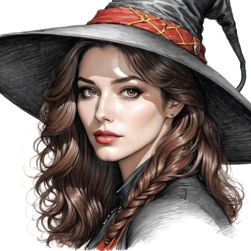 masterpiece,best quality,portrait of megumin wearing a witch hat by chalksketch,full color, <lora:ChalkSketchXL:1>
