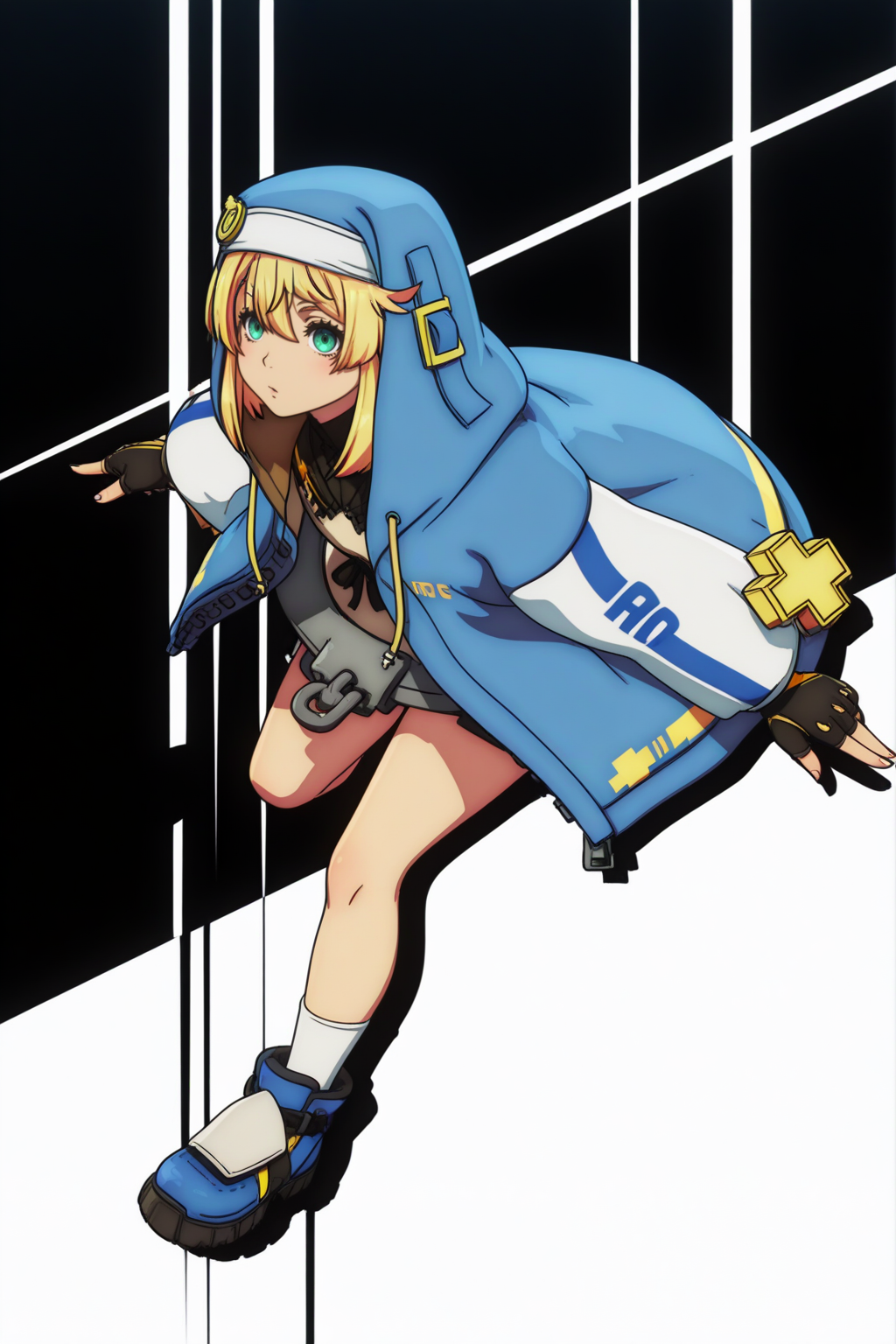 Bridget, full body, anime coloring <lora:Guilty_Gear_Strive_-_Dual_Rulers_-_Bridget_-_illustrious:0.8>
