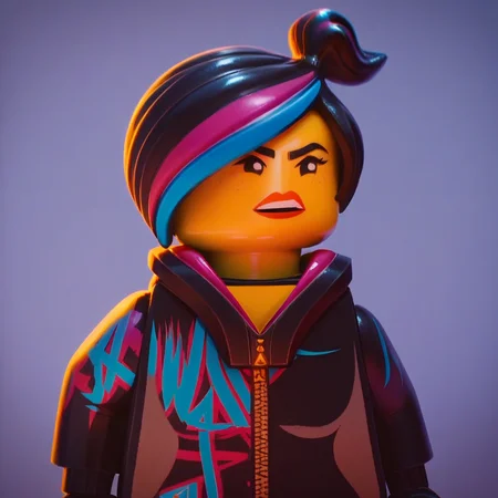 score_9, score_8_up, score_7_up, score_6_up, score_5_up, score_4_up, <lora:Wyldstyle_Lego_Movie-000006:1> , lego, wyldstyle, 1girl, short hair, black hair, yellow skin, multicolored hair, streaked hair, hoodie, zipper, topknot