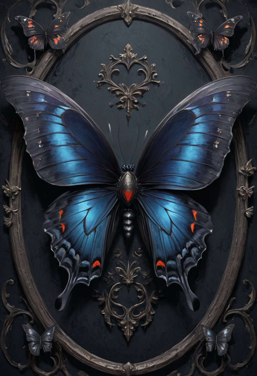 butterfly, dark colors, gothic style, dark fanatsy art, digital painting, mobe-godeen <lora:GothicDetailEnhancerV1:0.7>,