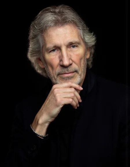 Rembrandt style <lora:ROGER_WATERS:1>, The image is a photograph of an elderly man with a distinguished appearance. He has short, wavy, light gray hair that is slightly tousled, and a neatly trimmed white beard and mustache. His facial features are prominent, with deep-set eyes and a slightly furrowed brow, suggesting wisdom and experience. He is wearing a dark, buttoned-up jacket over a black t-shirt, which adds a sense of formality to his attire. His right hand is resting on his chin, with his fingers lightly touching his cheek, giving him a contemplative or thoughtful expression. The background is a solid black, which contrasts sharply with his light-colored hair and skin, making him the focal point of the image. The lighting is soft and focused on his face, highlighting the texture of his skin and the details of his facial features. The overall mood of the photograph is serious and introspective, capturing a moment of quiet reflection. . Baroque, chiaroscuro, realistic, emotional, "flat lighting