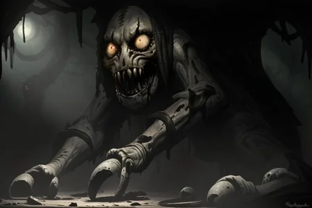 Photography, photorealistic, insanely real life detailed, 8k, highest resolution possible, sharp focus, taken with professional DSLR and lenses, cinematic, taken best skilled cinematographer, 
mong, monster, horror \(demon animal\), Darkness,
hiding in a house,night,dark,looking from hiding place at viewer, creature is small bu terrifying, hiding behind furniture, peeking to see how close you are,
horror movie atmosphere, cinematic dark night time lighting and dramatic shadows,