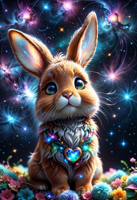(((videogame_style))), (sharp focus:1.2), lineart, flat color, monochrome, greyscale, depth of field, bokeh, 8k, OLED, 1 baby bunny, being playful, wearing ribbon choker in different colours, different fur, super cute,, The bunny raises its paws towards the viewer, in the galaxy, space bunny lying on a ruffled pillow in the clouds,lluminated by the ethereal glow of cosmic lightning, the light is reflecting shadows on the cute animal, for the viewer, it appears alive, as if a glimpse of its inner sparkle is possible, star sky, peacful and grateful atmosphere, painted hearts, magical atmosphere, close up, (((cuteness overload))), <lora:detailed_notrigger:0.9>, zhibi <lora:zhibi:0.8>, <lora:tweak-detail-xl:0.7> <lora:Jed-Cosmos-sdxl:0.7> Jed-Cosmos