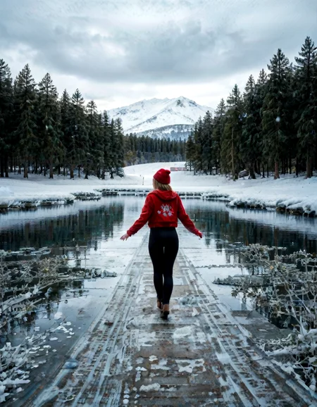 (sharp focus, 8K Resolution, golden hour, light leak, real life:1.4)shot from behind, petite gorgeous brunette white girl, (((narrow waist, insanely wide hips, insanely big ass))), jumping for joy, happy, showing off her ass, in a SNOWY LANDSCAPE, beanie, sweater, (black spandex leggings), <lora:EnvyZoomSliderXL01:-2>, sitting on the ground in a field, topless ((snow, winter, snowflakes, trees in the distance, icey pond)) <lora:WhiteScene:0.89> whitescene, snowing, snow, snow everywhere, ice