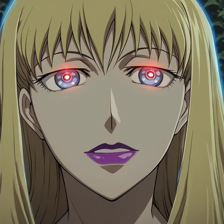 source_anime, ((score_9)),score_8_up,score_7_up,score_6_up,score_5_up,score_4_up, retro_artstyle, anime style, 1womanbrita_(darker_than_black), long_hair, blonde_hair, purple_lips large breasts, (blue eyes), (Contractor, red_pupils, glowing, glowing eyes), looking at viewer, facing viewer, masterpiece, best quality, highres, best illumination, depth of field, Artist style:urushihara satoshi, BR1T4,
