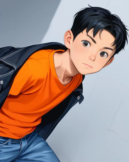 score_9, score_8_up, score_7_up, Korean, <lora:Cute_Cartoon_ArtStyle:1>, ((handsome young cute man:1.2, light skin)),
tae_dong, black and white jacket, orange shirt, jeans, lose shirt, looking at viewer, dynamic action, expressive cute face, cute pose, male focus, 1boy, solo, cowboy shot, from side, depth of field, masterpiece, best quality, amazing quality, very aesthetic, absurdres, newest, very awa, shadow, dynamic angle, <lora:tae_dong-000011:1>