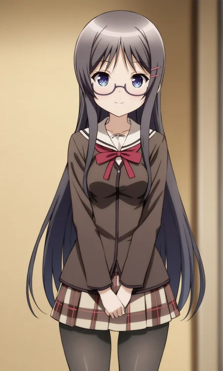 masterpiece, best quality, BREAK
solo, endourino, medium breasts, narrow waist, wide hips,
school uniform, pantyhose,
looking at viewer, light smile, standing,
<lora:EndouRino_XL:1>