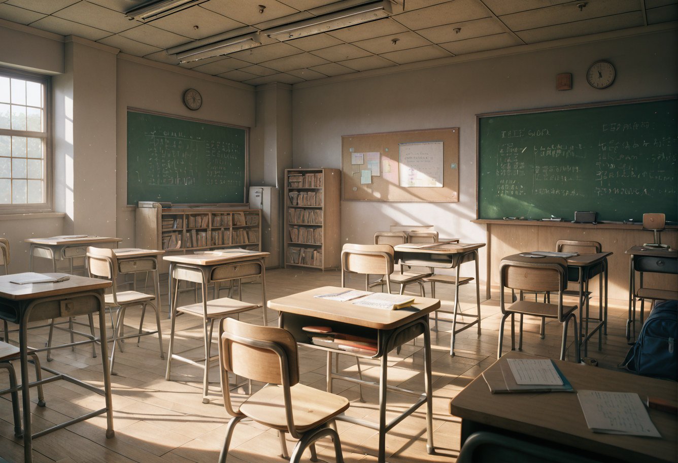 ,ruanyi1125,school,classroom,<lora:1125 Old Classroom_v1_pony:1>, score_9,score_8_up,score_7_up,,8k,1girl,solo,,