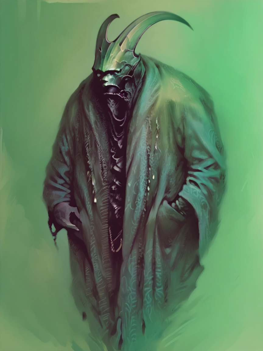 score_9, score_8_up, score_7_up, score_6_up, score_5_up,  <lora:NilsHXLP:1> nilsh, solo, horns, green background, green theme, no humans, helmet, 1boy, armor, male focus