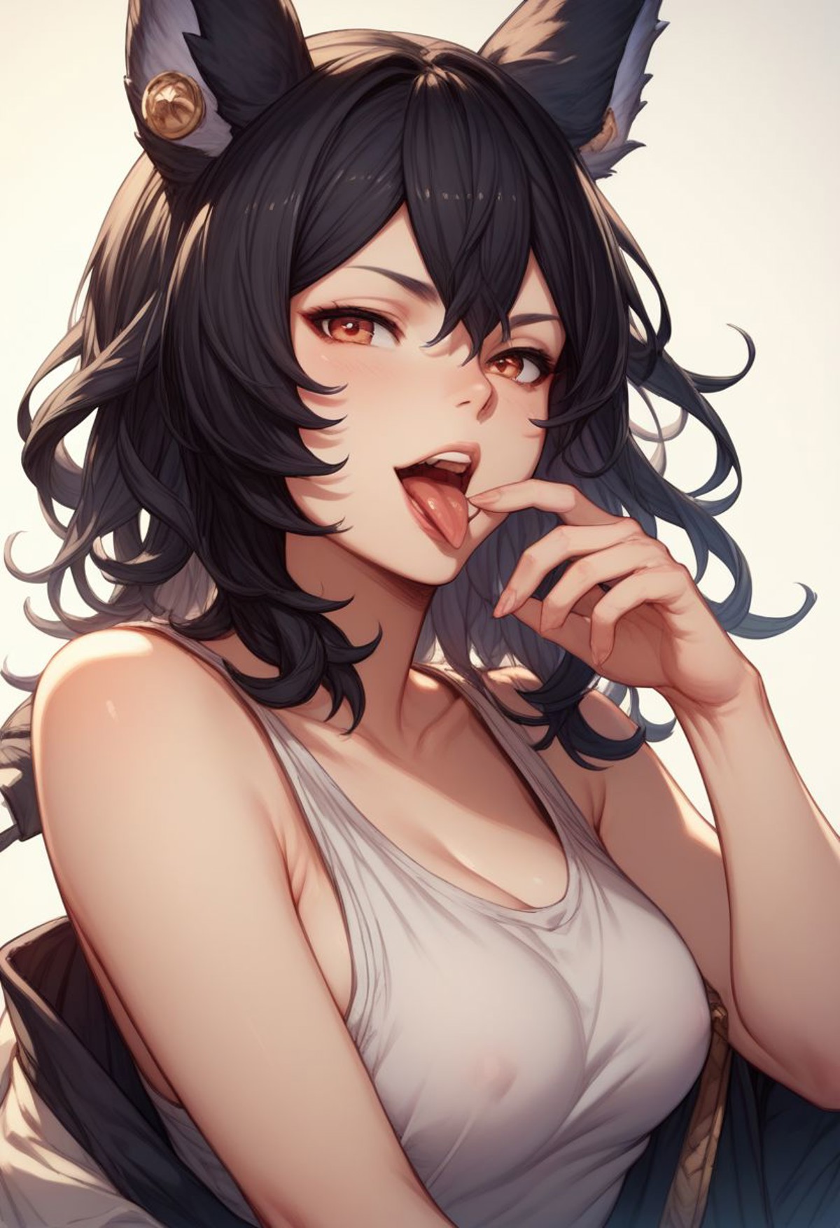 score_9, score_8_up, score_7_up, Solo, Ilsa, erune, black hair, tongue out,