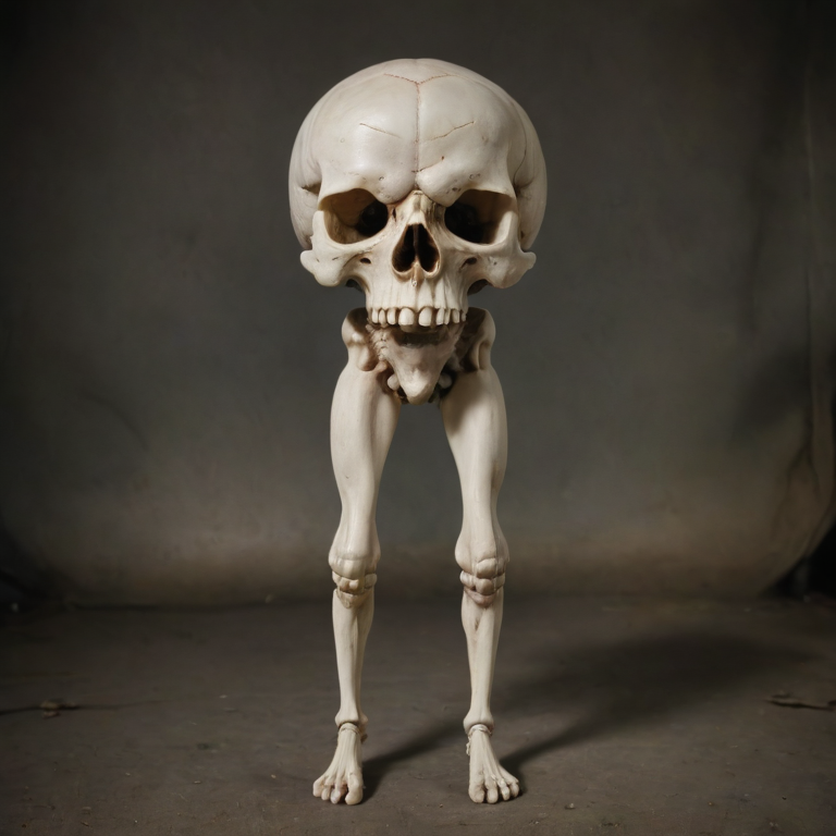skull with legs, standing