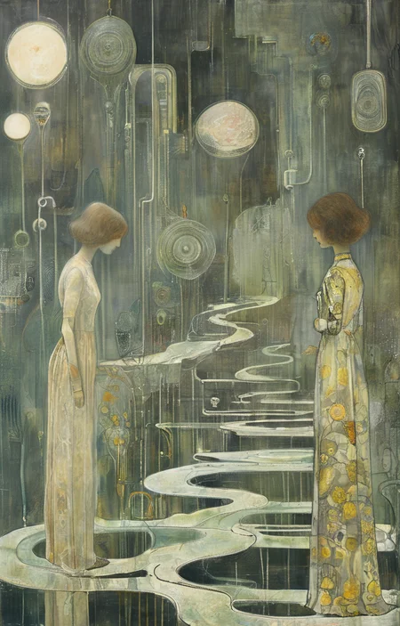 masterpiece,best quality,<lora:tbh267-sdxl:0.9>,illustration,style of Jan Toorop portrait of Housework robots
