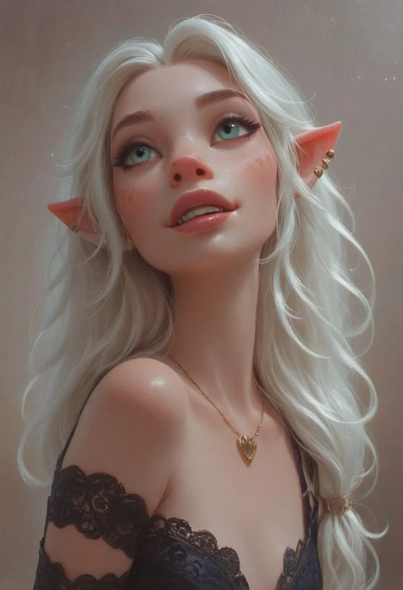 score_10, score_9, score_8_up, score_7_up, score_6_up,
pretty crasy happy girl,
(Cowboy shot;1.4),
(Anthropomorphic elven orc:1.2),
(Top model, miss universe, hourglass body, fit)
Looking above her shoulder