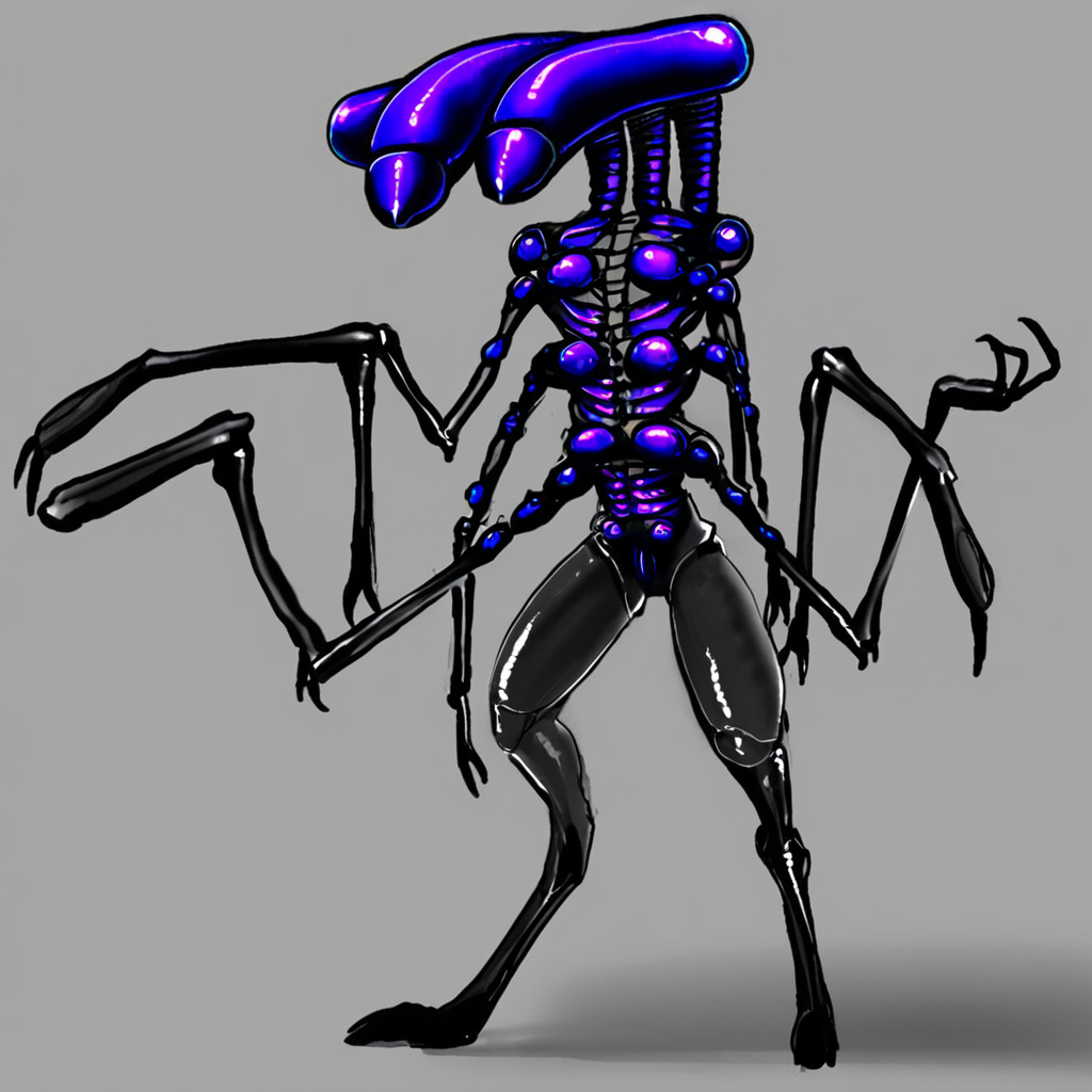 meandracoalien, anthropod, multi eyes, four arms, digitigrade