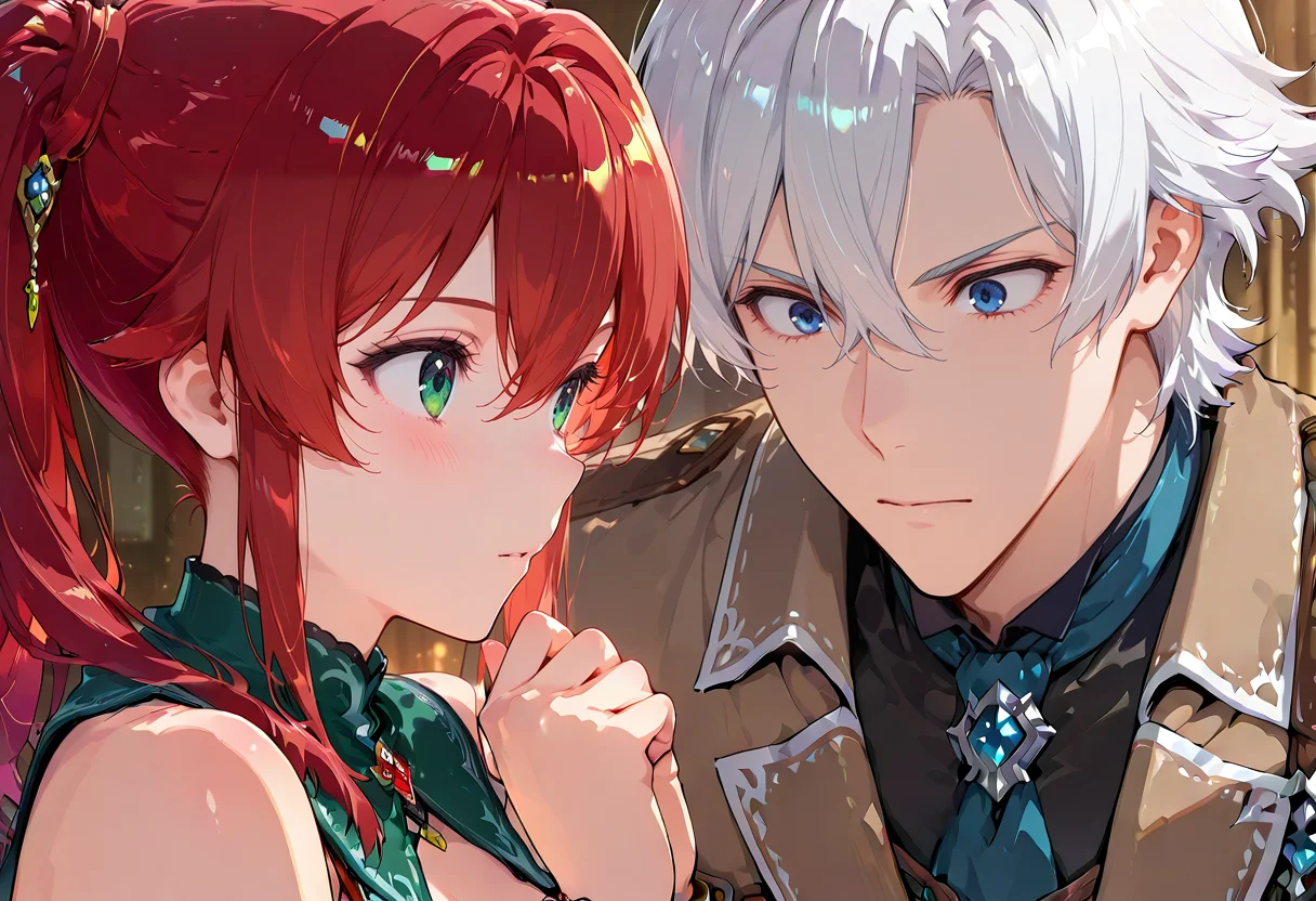 <lora:takeda_hiromitsu_style_illustrious_goofy:0.4>, anime screencap, anime coloring, <lora:Eyes_Lora_Pony_Perfect_eyes:0.5>, 1girl, 1boy, <lora:noobai_vpred_1_masterpieces_v23:0.5>, masterpiece, best quality,
BREAK <lora:Alethea:0.8>, red hair, green eyes, Alethea
BREAK <lora:Samuel_von_Heathcliff:0.8>, White hair, blue eyes, Samuel von Heathcliff,