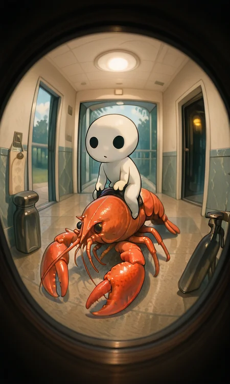 embedding:IllusP0s, pov peephole, riding lobster, fisheye, kodama,<lora:pov peephole_riding lobster_fisheye_illustrious.safetensors:1.0:1.0> <lora:kodama_illustrious.safetensors:1:1>