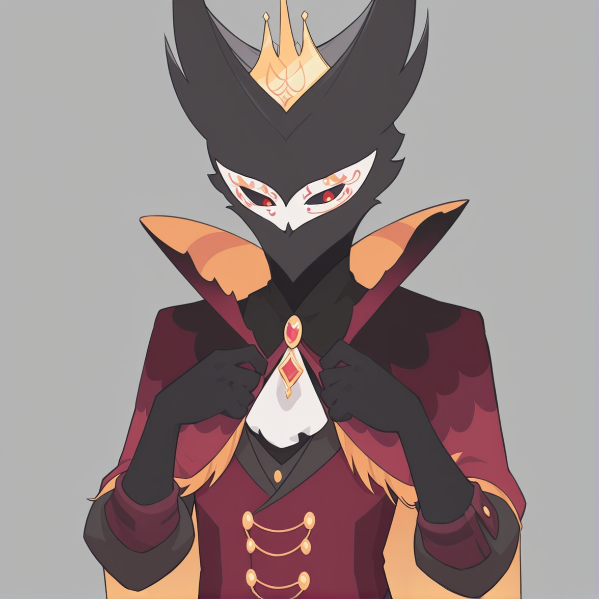 <lora:Paimon:1> solo, no humans, male focus, black skin, outfit, 1boy, red eyes, masterpiece, high quality,  <lora:add-detail-xl:1> <lora:illustriousXL_stabilizer_v1.72:0.8> <lora:hara_id_21:1> h4ra_illu, flat color