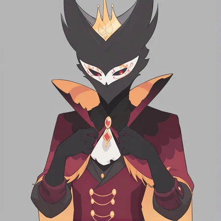 <lora:Paimon:1> solo, no humans, male focus, black skin, outfit, 1boy, red eyes, masterpiece, high quality, <lora:add-detail-xl:1> <lora:illustriousXL_stabilizer_v1.72:0.8> <lora:hara_id_21:1> h4ra_illu, flat color