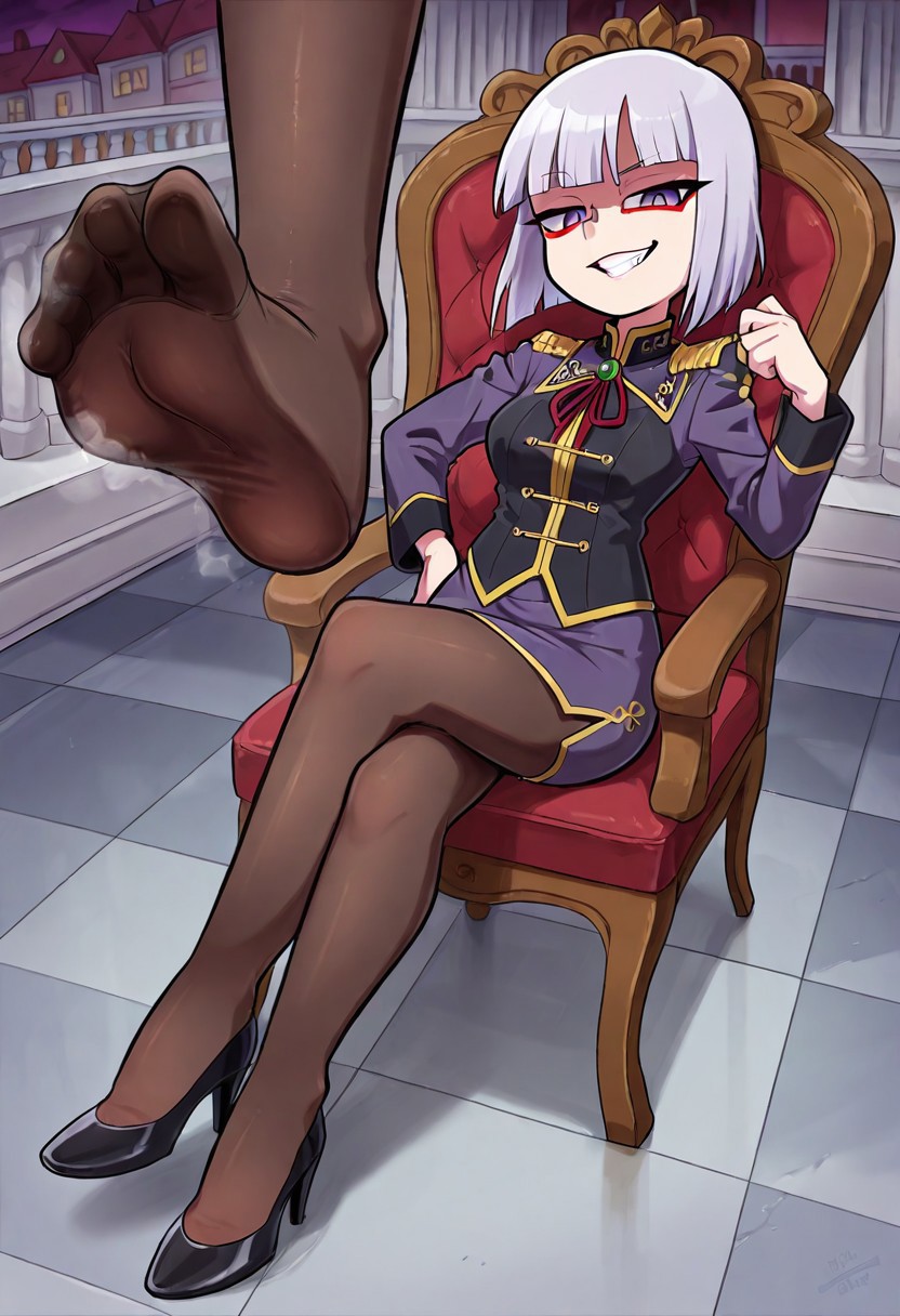 score_9, score_8_up, score_7_up, score_6_up, score_5_up, score_4_up, source_cartoon, <lora:underFootTinyV2:1> under_foot_tiny BREAK giantess sitting on chair, mansion, crossed_legs, tiny on_back on floor, under right foot, from_above, , mansion, pantyhose,,  makeup, evil grin, black high-heels,hand_on_own_hip,looking at male,
Femdom,female dominating male,female domination,musky feet,steamy feet,lots of steam around feet,hot feet,warm feet,male struggling,male struggling to breathe