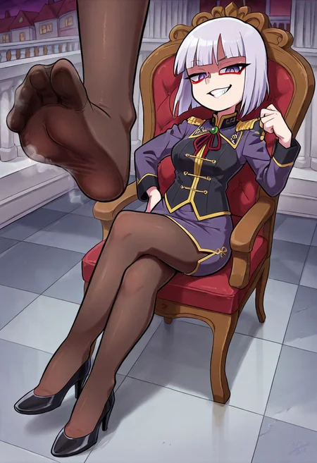 score_9, score_8_up, score_7_up, score_6_up, score_5_up, score_4_up, source_cartoon, <lora:underFootTinyV2:1> under_foot_tiny BREAK giantess sitting on chair, mansion, crossed_legs, tiny on_back on floor, under right foot, from_above, , mansion, pantyhose,,  makeup, evil grin, black high-heels,hand_on_own_hip,looking at male,
Femdom,female dominating male,female domination,musky feet,steamy feet,lots of steam around feet,hot feet,warm feet,male struggling,male struggling to breathe