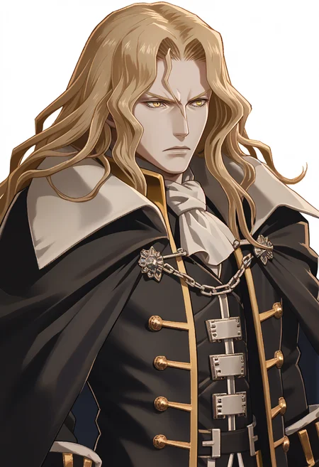 score_9, score_8_up, score_7_up, source_anime, 1boy, solo, expressionless
<lora:zs_FEWarriorsPortraitsXL:1> fewarriorsportraits, portrait, white background
<lora:Alucard_-_Castlevania:0.8> alucard_castlevania, long hair, yellow eyes, pale skin, cape, ascot, black gloves, black pants, coat