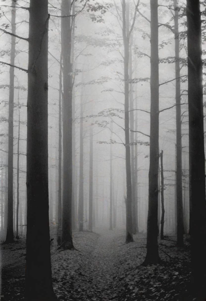 KB_Kentmere400, instagram photo,a foggy forrest, soft shadows, film grain