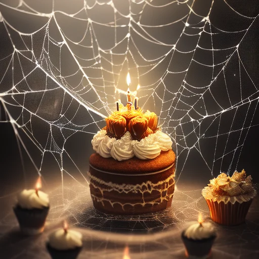 a birthday cake with candles, Cobwebber,
intricate details, modelshoot style, dreamlikeart, dramatic lighting. 8k, trending artstation,