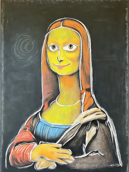 A silly ChalkBoardDrawing of The Mona Lisa <lora:SDXL_ChalkBoardDrawing_LoRA_r8:1.0>